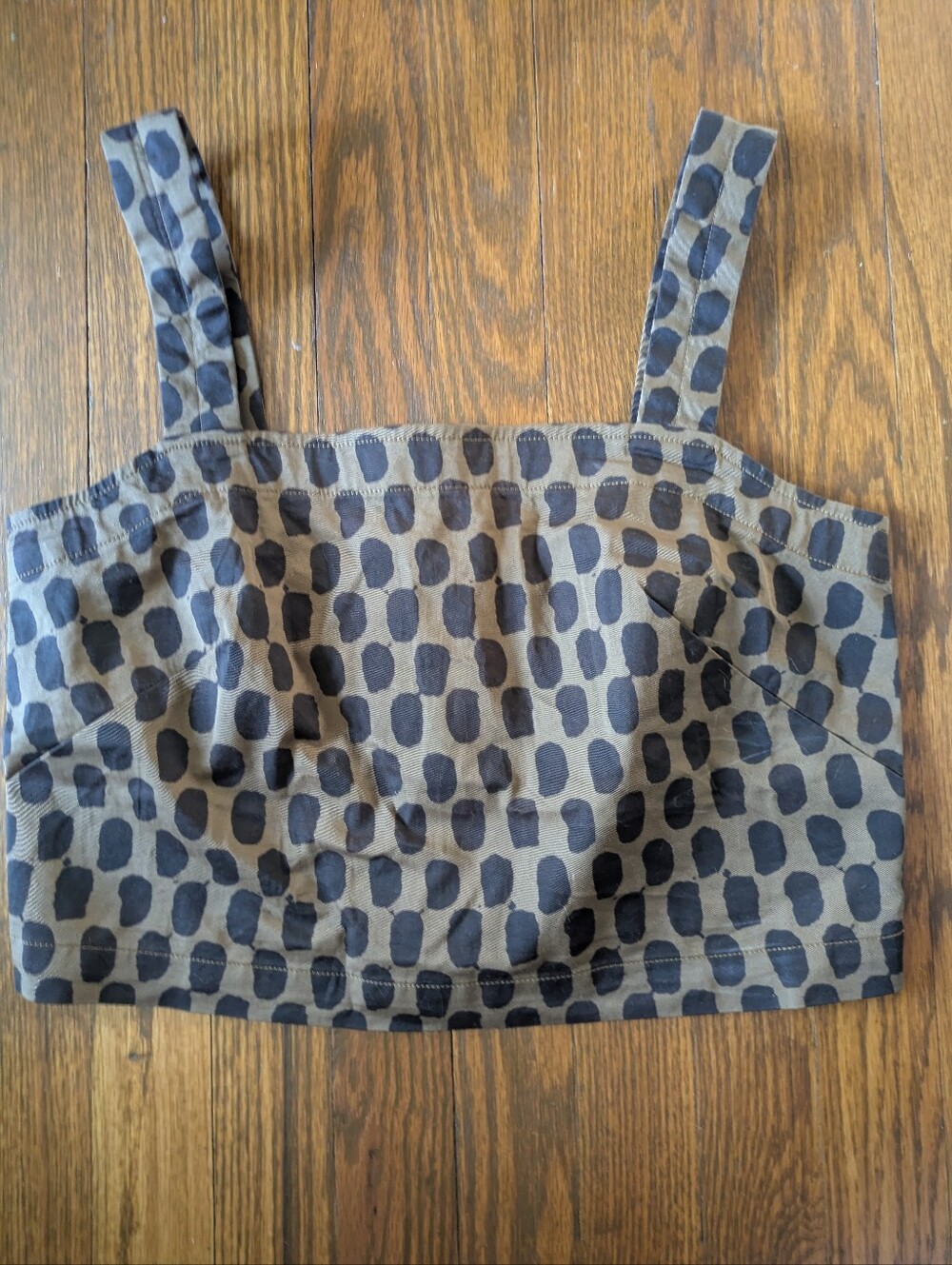 NWOT Everlane Abstract Spots Brown Tan Structured Crop Top 4